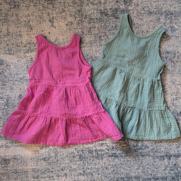 [SET OF 2] NWOT gauze dresses bow back with diaper covers - Picture 1 of 6